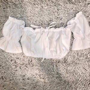 White Puff Sleeve Crop Top